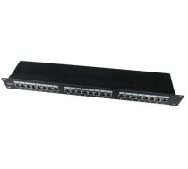 Patch Panel 24 Porty 1U 19'' Kat.6 ekran z funkcją organizacji   kabli czarny  (NPP-C624-002)