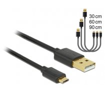 Delock Data and Fast Charging Cable USB 2.0 Type-A male > USB 2.0 Type Micro-B male 3 pieces set black (83680)