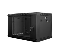 Szafa instalacyjna wisząca 19'' 6U 600X450mm czarna (drzwi       szklane) (WF01-6406-10B)
