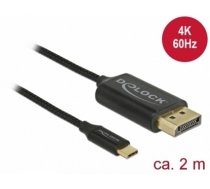 Delock USB cable Type-C to DisplayPort (DP Alt Mode) 4K 60 Hz 2 m coaxial (83710)