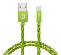 Swissten Textile Universal Quick Charge 3.1 USB-C Data and Charging Cable 20 cm (SW-QU-TYPC-3.1-0.2M-GRE)