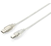 Equip USB 2.0 Type A to Type B Cable, 1.8m , Transparent silver (128650)