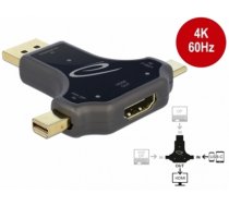 Delock 3 in 1 Monitor Adapter with USB-C™ / DisplayPort / mini DisplayPort in to HDMI out with 4K 60 Hz (64060)