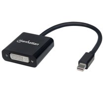 Manhattan Mini DisplayPort 1.2a to DVI-I Dual-Link Adapter Cable (Clearance Pricing), 4K@30Hz, Active, 19.5cm, Male to Female, Compatible with DVD-D, Black, Three Year Warranty, Polybag (152549)