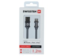 Swissten MFI Textile Fast Charge 3A Lightning Data and Charging Cable 1.2m (SW-MFI-LIGH-3A-1.2M-GR)
