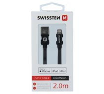 Swissten MFI Textile Fast Charge 3A Lightning Data and Charging Cable 2.0m (SW-MFI-LIGH-3A-2M-BK)