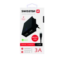 Swissten Premium Travel Charger USB 3A / 15W With Micro USB Cable 1.2m (SW-DET-2.1AWCM-BK)