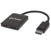 Manhattan DisplayPort 1.2 to 2-Port DisplayPort 1.2 Splitter Hub with MST, 4K@30Hz, USB-A Powered, Video Wall Function, Black, Three Year Warranty, Blister (207768)