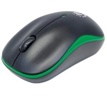 Manhattan Success Wireless Mouse, Black/Green, 1000dpi, 2.4Ghz (up to 10m), USB, Optical, Three Button with Scroll Wheel, USB micro receiver, AA battery (included), Low friction base, Three Y (179393)
