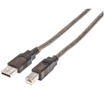 Manhattan USB-A to USB-B Cable, 15m, Male to Male, Active, Black, 480 Mbps (USB 2.0), Built-in Chipset With Amplification, Equivalent to Startech USB2HAB50AC, Hi-Speed USB, Three Year Warrant (152389)