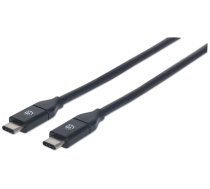 Manhattan USB-C to USB-C Cable, 50cm, Male to Male, Black, 10 Gbps (USB 3.2 Gen2 aka USB 3.1), 3A (fast charging), Equivalent to USB31CC50CM, SuperSpeed+ USB, Lifetime Warranty, Polybag (354899)