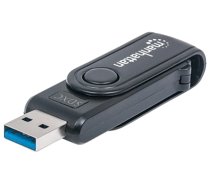 Manhattan USB-A Mini Multi-Card Reader/Writer, 5 Gbps (USB 3.2 Gen1 aka USB 3.0), 24-in-1, SuperSpeed USB, Windows or Mac, Black, Three Year Warranty, Blister (101981)