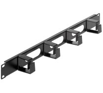 Intellinet 19" Cable Management Panel, 1U, 4 short plastic rings, Black (711050)