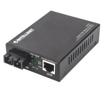 Intellinet Gigabit PoE+ Media Converter, 1000Base-T RJ45 Port to 1000Base-LX (SC) Single-Mode, 20 km (12.4 mi.), PoE+ Injector (Euro 2-pin plug) (508209)