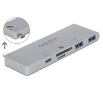 Delock 3 Port Hub and 2 Slot Card Reader for MacBook with PD 3.0 and retractable USB Type-C™ Connection (64078)