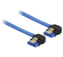 Delock Cable SATA 6 Gb/s receptacle downwards angled > SATA receptacle downwards angled 30 cm blue with gold clips (85096)