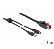 Delock PoweredUSB cable male 24 V to USB Type-A male + Mini-DIN 3 pin male 1 m for POS printers and terminals (85940)