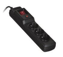 Activejet COMBO 3GN 3M black power strip with cord (219E20132F02A365F0A2D4AA09E23565FC543A6D)