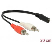 Delock Audio Cable 2 x RCA male to 1 x 3.5 mm 3 pin Stereo Jack 20 cm (85806)