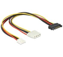 Delock Cable Y- Power SATA male 15 pin  4 pin Molex female + 4 pin floppy (65227)