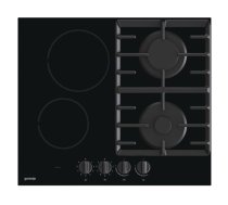 Gorenje | Hob | GCE691BSC | Gas on glass + vitroceramic | Number of burners/cooking zones 4 | Rotary knobs | Black (GCE691BSC)