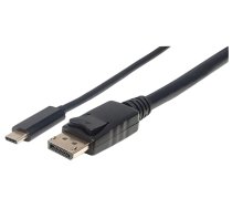 Manhattan USB-C to DisplayPort Cable, 4K@60Hz, 1m, Male to Male, Black, Equivalent to Startech CDP2DP1MBD, Three Year Warranty, Polybag (152471)