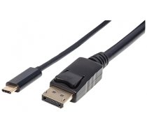 Manhattan USB-C to DisplayPort Cable, 4K@60Hz, 2m, Male to Male, Black, Equivalent to CDP2DP2MBD, Three Year Warranty, Polybag (152464)