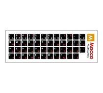 Mocco Keyboard Sticks LT / ENG / RU With Laminated Waterproof Level White / Red (MC-KS-RUENGLT-RE)