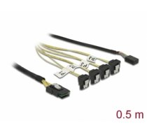 Delock Cable Mini SAS SFF-8087 > 4 x SATA 7 Pin angled + Sideband 0.5 m (85683)