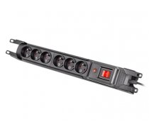 Listwa przeciwprzepięciowa rack 19cali M6 1,5m 6x230v czarna M6/15/R/CZ/IEC (M6/15/R/CZ/IEC)