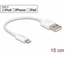 Delock USB data and power cable for iPhone™, iPad™, iPod™ white 15 cm (83001)