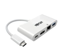 Tripp Lite U444-06N-H4GU-C USB-C Multiport Adapter - 4K HDMI, USB-A Port, GbE, 60W PD Charging, HDCP, White (U444-06N-H4GU-C)