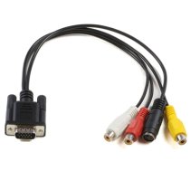 Kabel MicroConnect D-Sub (VGA) - RCA (Cinch) x3 - S-Video 0.3m czarny (MONGGSV) (MONGGSV)