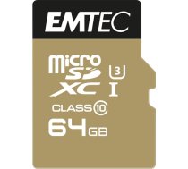 EMTEC MicroSD Card  64GB SDHC CL10 Speedin V30 A1 4K Adapter (ECMSDM64GXC10SP)