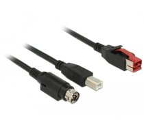 Delock PoweredUSB cable male 24 V > USB Type-B male + Hosiden Mini-DIN 3 pin male 3 m for POS printers and terminals (85489)