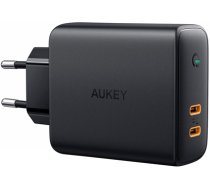 AUKEY PA-D5 GaN mobile device charger Black 2xUSB C Power Delivery 3.0 63W 6A Dynamic Detect (26A923A87FB9C05C636F34CF84EA914E6EFDFA7C)