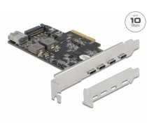Delock PCI Express x4 Card to 4 x USB Type-C™ + 1 x USB Type-A - SuperSpeed USB 10 Gbps - Low Profile Form Factor (90059)
