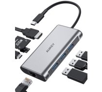 CB-C91 aluminiowy HUB USB-C | 8w1 | RJ45 Ethernet 10/100/1000Mbps | 3xUSB 3.1 | HDMI 4k@30Hz | SD i micro SD | USB-C Power Delivery 100W (CB-C91)