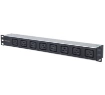 Intellinet 19" 1U Rackmount 8-Output C19 Power Distribution Unit (PDU), With Removable Power Cable and Rear C20 Input (Euro 2-pin plug) (163613)