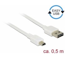 Delock Cable EASY-USB 2.0 Type-A male > USB 2.0 Type Mini-B male 0,5 m white (85159)