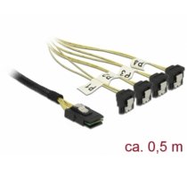 Delock Cable Mini SAS SFF-8087 > 4 x SATA 7 Pin angled 0.5 m (85686)