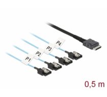 Delock Cable OCuLink SFF-8611 > 4 x SATA 7 pin 0.5 m metal (85468)