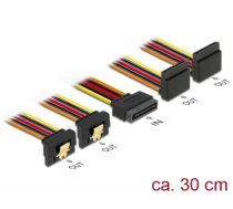 Delock Cable SATA 15 pin power plug with latching function > SATA 15 pin power receptacle 2 x down / 2 x up 30 cm (60154)