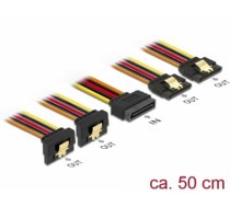 Delock Cable SATA 15 pin power plug with latching function > SATA 15 pin power receptacle 2 x straight / 2 x down 50 cm (60152)