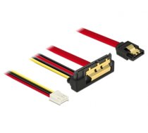 Delock Cable SATA 6 Gb/s 7 pin receptacle + Floppy 4 pin power female > SATA 22 pin receptacle downwards angled metal 30 cm (85235)