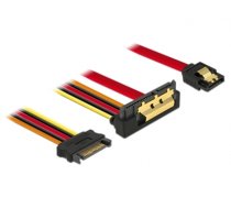 Delock Cable SATA 6 Gb/s 7 pin receptacle + SATA 15 pin power plug > SATA 22 pin receptacle downwards angled metal 30 cm (85229)