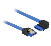 Delock Cable SATA 6 Gb/s receptacle straight > SATA receptacle right angled 50 cm blue with gold clips (84991)