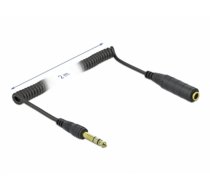Delock Coiled Cable Extension 3 pin 6.35 mm Stereo Jack male to Stereo Jack female 2 m black (85938)