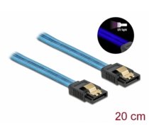 Delock SATA 6 Gb/s Cable UV glow effect blue 20 cm (82121)