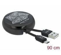 Delock USB 2.0 Retractable Cable Type-A to Micro-B black (85818)